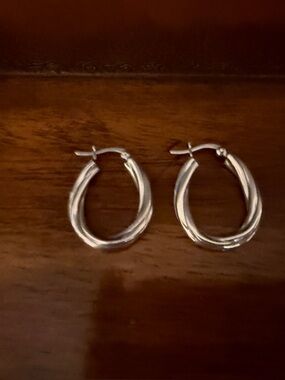 Classic Twisted Hoop Earrings - Silver